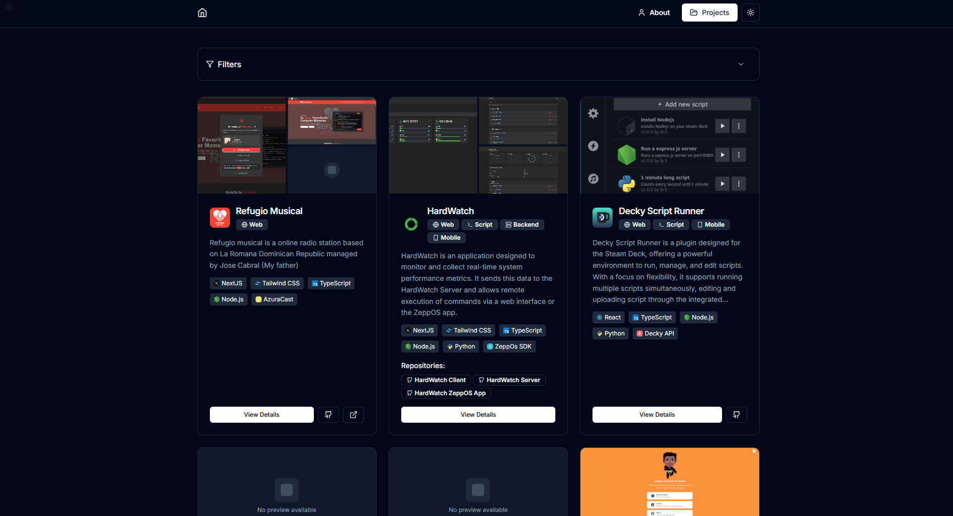 Portfolio website V2 preview